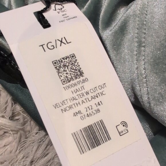 NWT Dynamite Velvet Halter Top with Cut Out - Green - Picture 8 of 8